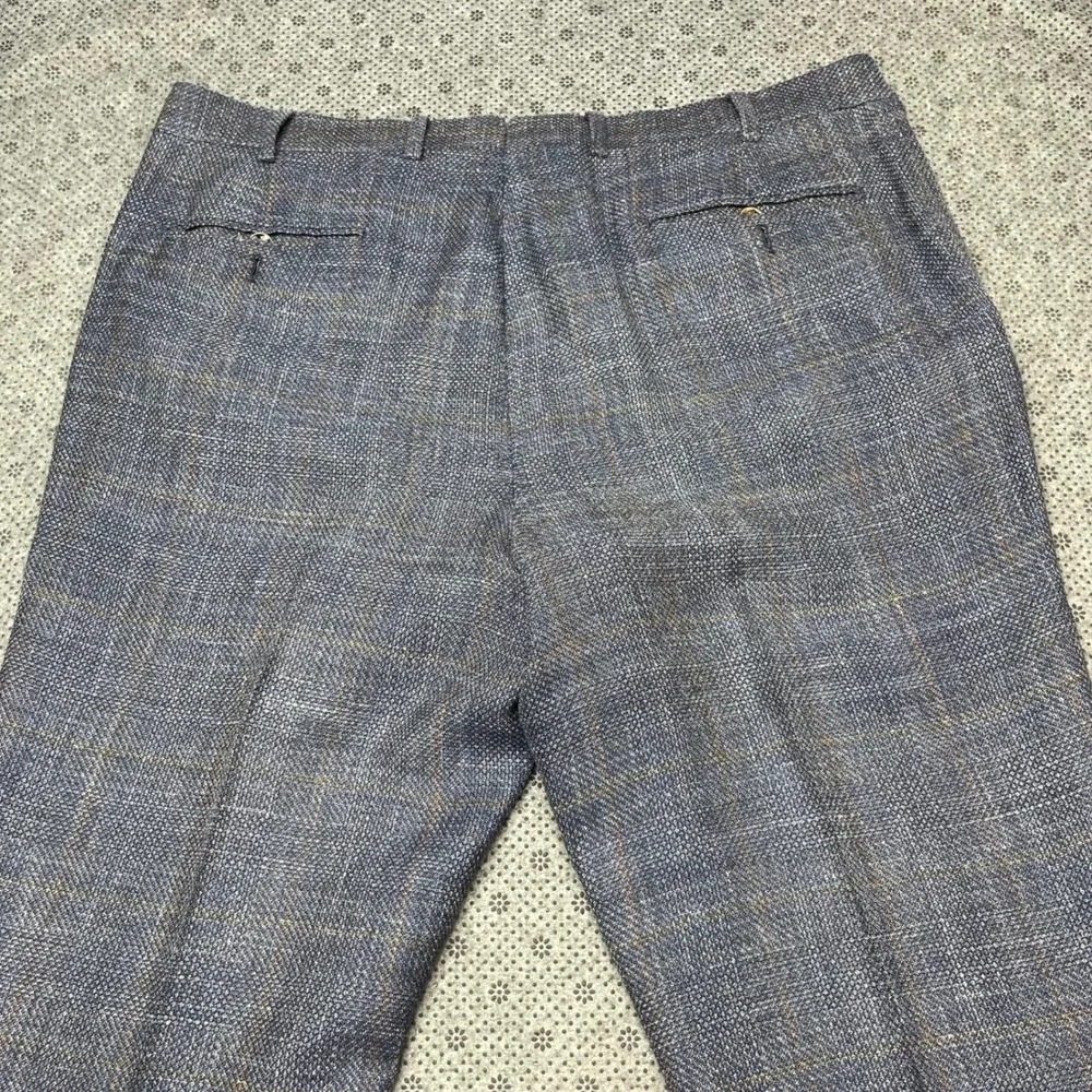 Suitsupply Brescia Blue Windowpane Wool Silk Linen Beach Trousers Mens 38x27